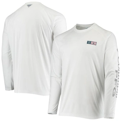 Columbia White New York Mets Americana Terminal Tackle Omni-shade Raglan Long Sleeve T-shirt