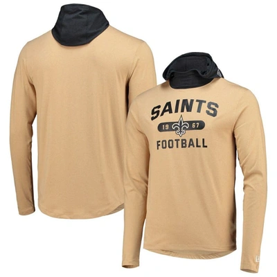 New Era Men's Gold, Black New Orleans Saints Active Block Hoodie Long Sleeve T-shirt In Gold,black