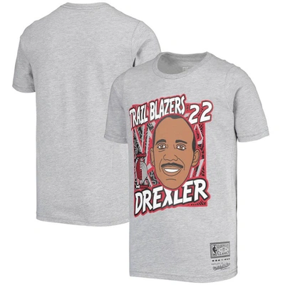 Mitchell & Ness Kids' Youth  Clyde Drexler Gray Portland Trail Blazers Hardwood Classics King Of The Court