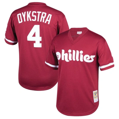 Mitchell & Ness Kids' Youth  Lenny Dykstra Burgundy Philadelphia Phillies Cooperstown Collection Mesh Batti
