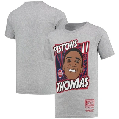 Mitchell & Ness Kids' Youth  Isiah Thomas Gray Detroit Pistons Hardwood Classics King Of The Court Player T In Heather Gray
