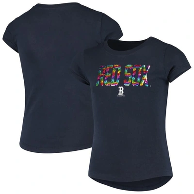 New Era Kids' Girls Youth  Navy Boston Red Sox Flip Sequin T-shirt