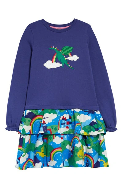 Mini Boden Kids' Dragon Appliqu Dress In Multi Dragon Sky | ModeSens