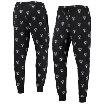 The Wild Collective Black Brooklyn Nets Allover Logo Jogger Pants