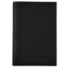 Longchamp Le Foulloné Leather Passport Cover In Black