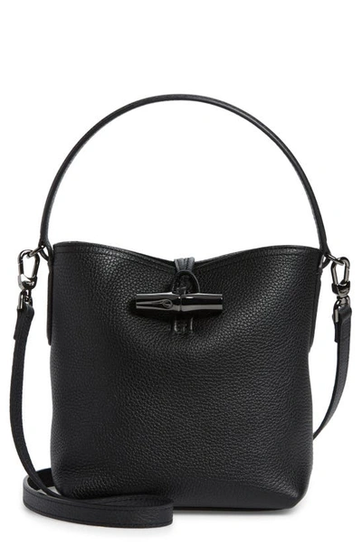 Longchamp Roseau Essential Leather Bucket Bag In Black | ModeSens