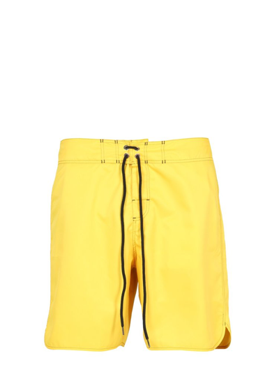 Jil Sander Drawstring-waist Patch-pocket Swim Shorts In Yellow