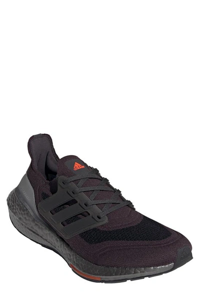 Adidas Originals Ultraboost 21 Running Shoe In Carbon/ Carbon/ Solar Red