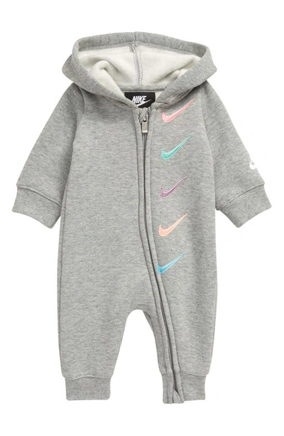 Nike Babies' Hooded Logo Coverall In Dark Grey
