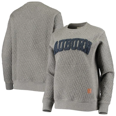 Pressbox Women's  Heathered Gray Auburn Tigers Moose Applique Quilted Pullover Sweatshirt