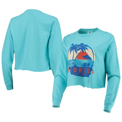 Image One Teal Florida Gators Palm Trees Sunset Long Sleeve Crop Top