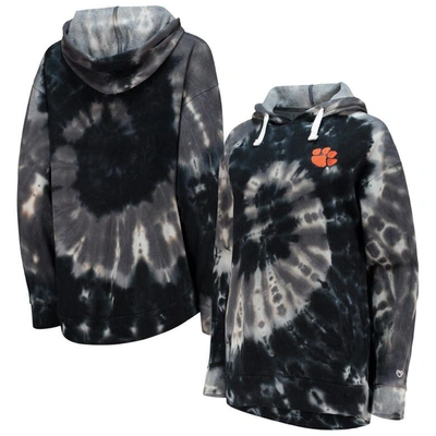 Colosseum Black Clemson Tigers Slow Ride Spiral Tie-dye Oversized Pullover Hoodie