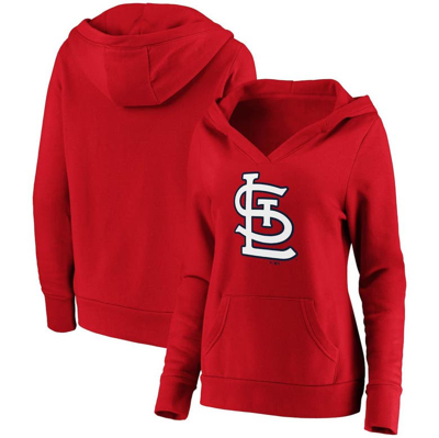 Fanatics Branded Red St. Louis Cardinals Official Logo Crossover V-neck Pullover Hoodie