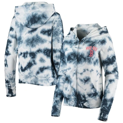 New Era Women's  Navy Boston Red Sox Tie-dye Fleece Full-zip Hoodie