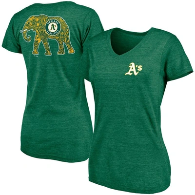 Fanatics Branded Green Oakland Athletics Paisley Hometown Collection Tri-blend V-neck T-shirt