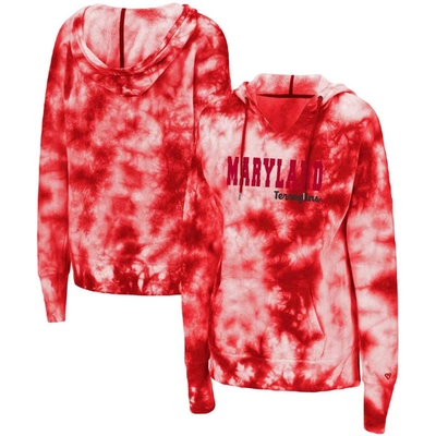 Colosseum Women's  Scarlet Nebraska Huskers Shavonee Tie-dye Pullover Hoodie In Red