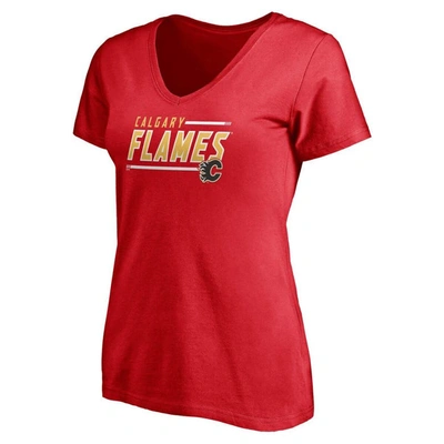 Fanatics Branded Red Calgary Flames Plus Size Mascot In Bounds V-neck T-shirt