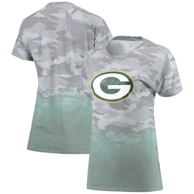 Outerstuff Juniors Gray/green Green Bay Packers Beth Camo Dip-dye T-shirt
