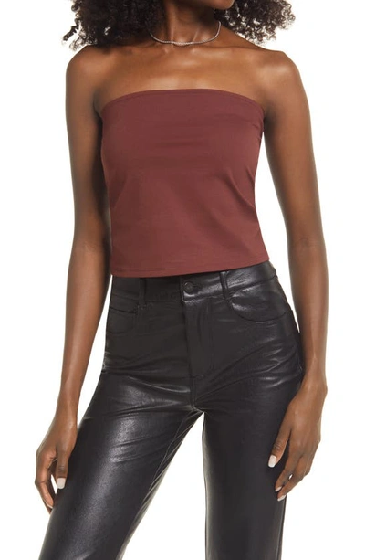 Open Edit Jersey Tube Top In Brown Chocolate
