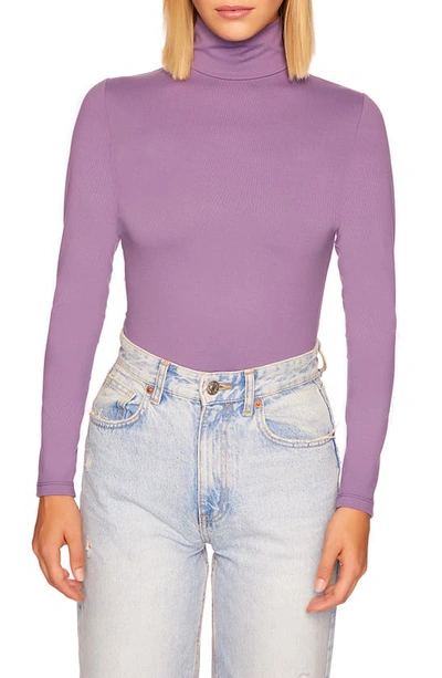 Susana Monaco Mock Neck Long Sleeve Top In Plum