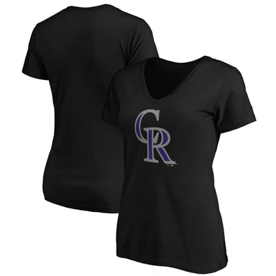 Fanatics Branded Black Colourado Rockies Plus Size Core Official Logo V-neck T-shirt