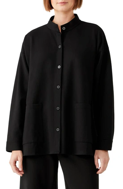 Eileen Fisher Stand Collar Overshirt In Black