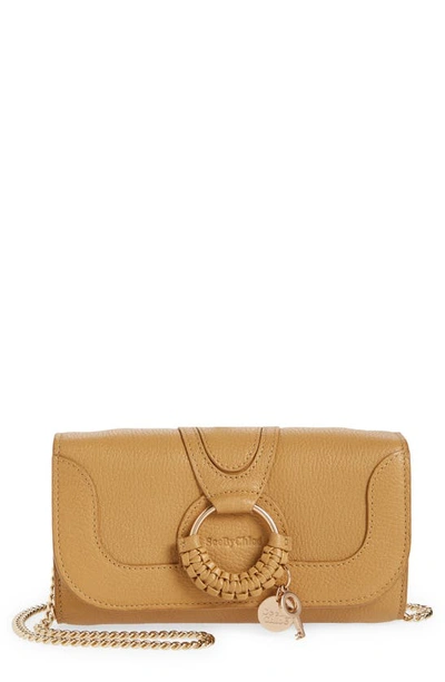 See By Chloé Hana Large Leather Wallet On A Chain In Biscotti Beige