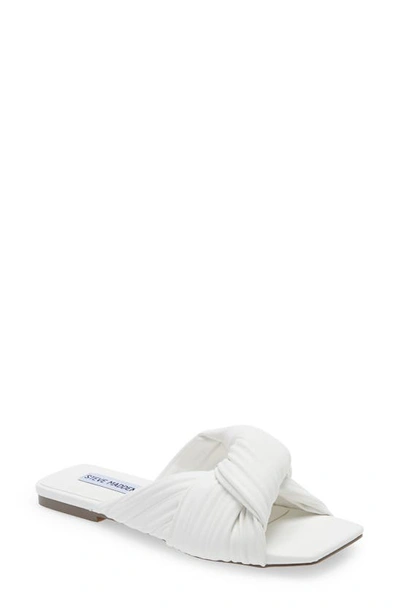 Steve Madden Women's Mentor Ruched Knot Slide Sandals In White