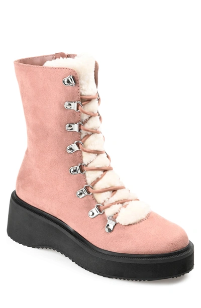 Journee Collection Kannon Faux Fur Trim Tru Comfort Foam Bootie In Rose