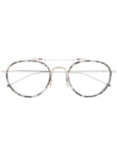 Thom Browne Round-frame Eye Glasses In Grey