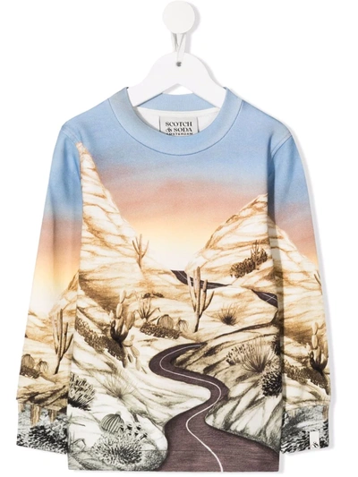 Scotch & Soda Kids' Graphic Scene Print Sweatshirt In Azzurra