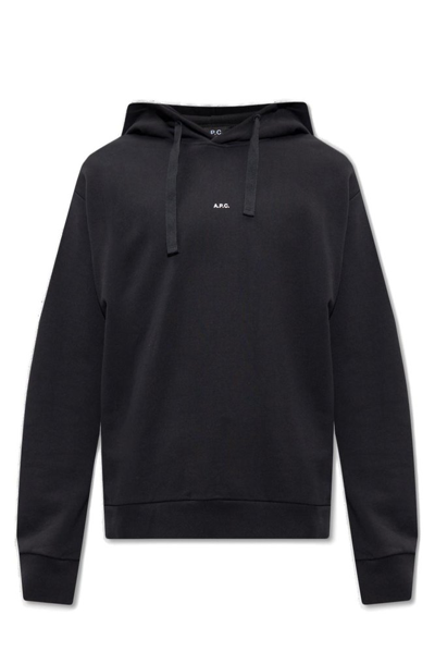 A.p.c. Drawstring Pullover Hoodie In Black