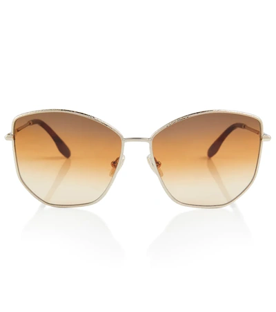 Victoria Beckham Geometric Sunglasses In Gold-brown