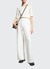 Vince Wide Leg Satin Pants In H White