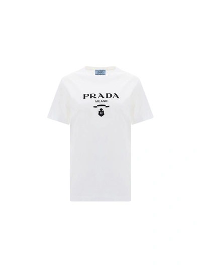 Prada White Logo-print Crewneck T-shirt
