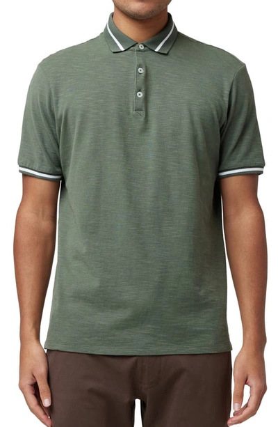 Good Man Brand Match Point Tipped Slub Short Sleeve Polo In Clover