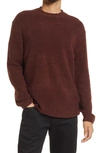 Allsaints Eamont Cotton Blend Crewneck Sweater In Charred Red