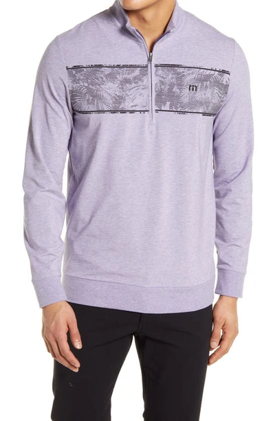 Travismathew Floaties Quarter Zip Pullover In Heather Mulled Grape