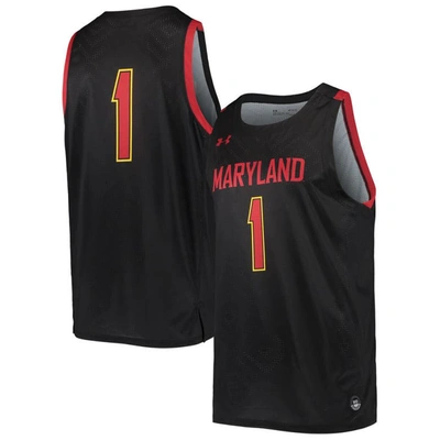 Under Armour #1 Black Maryland Terrapins College Replica Basketball Jersey