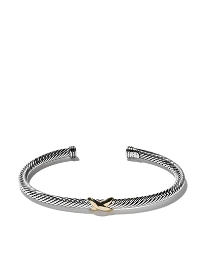 David Yurman 18kt Yellow Gold X Silver Cuff Bracelet In Silver / 18k Yellow Gold