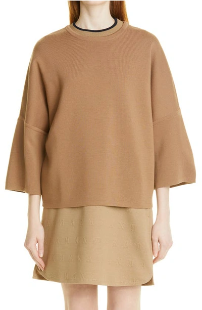 Max Mara Boxy Virgin Wool Sweater In Cammello