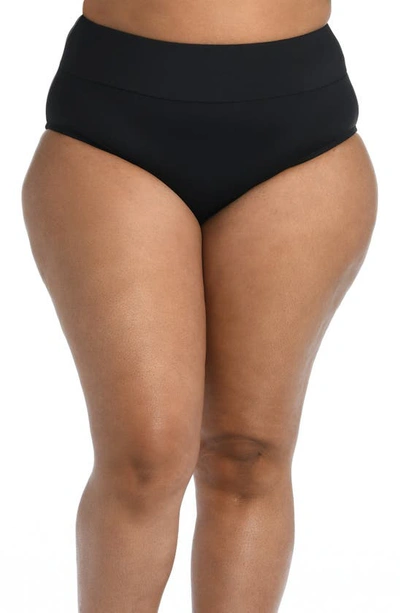 La Blanca Island Goddess High Waist Bikini Bottoms In Black