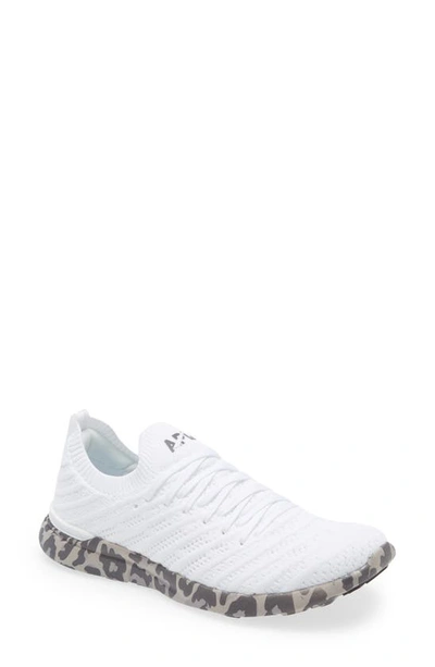 Apl Athletic Propulsion Labs Techloom Wave Hybrid Running Shoe In White / Asteroid / Leopard