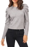 1.state Puff Shoulder Metallic Knit Top In Silver Heather