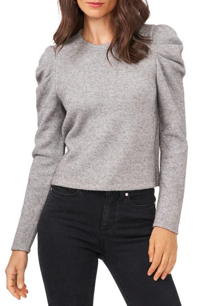 1.state Puff Shoulder Metallic Knit Top In Silver Heather