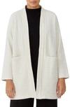 Eileen Fisher Organic Cotton Channeled Open Front Jacket In Soft White