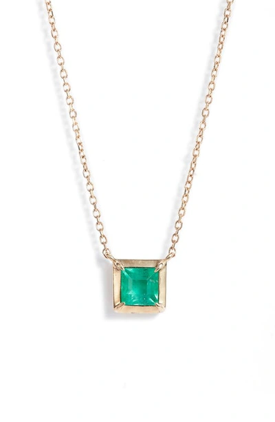 Anzie Cléo Melia Carre Green Onyx Pendant Necklace In Green Gold