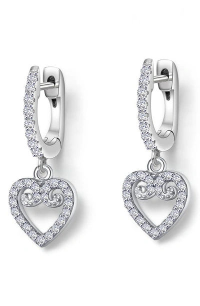 Lafonn Simulated Diamond Mini Open Heart Huggie Earrings In Silver