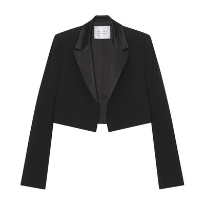 Galvan Women's Zengel Satin-trimmed Crepe Cropped Blazer In Black