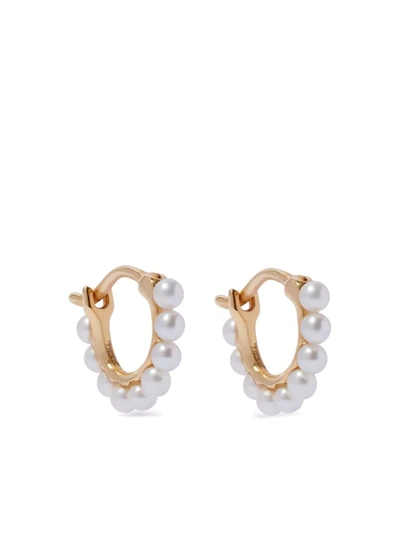 Annoushka 18kt Yellow Gold Pearl Mini Hoop Earrings
